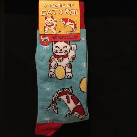 Asian Heritage Other - Asian Heritage Collection A GAME OF CAT & KOI Unisex Crew Socks Free Gift